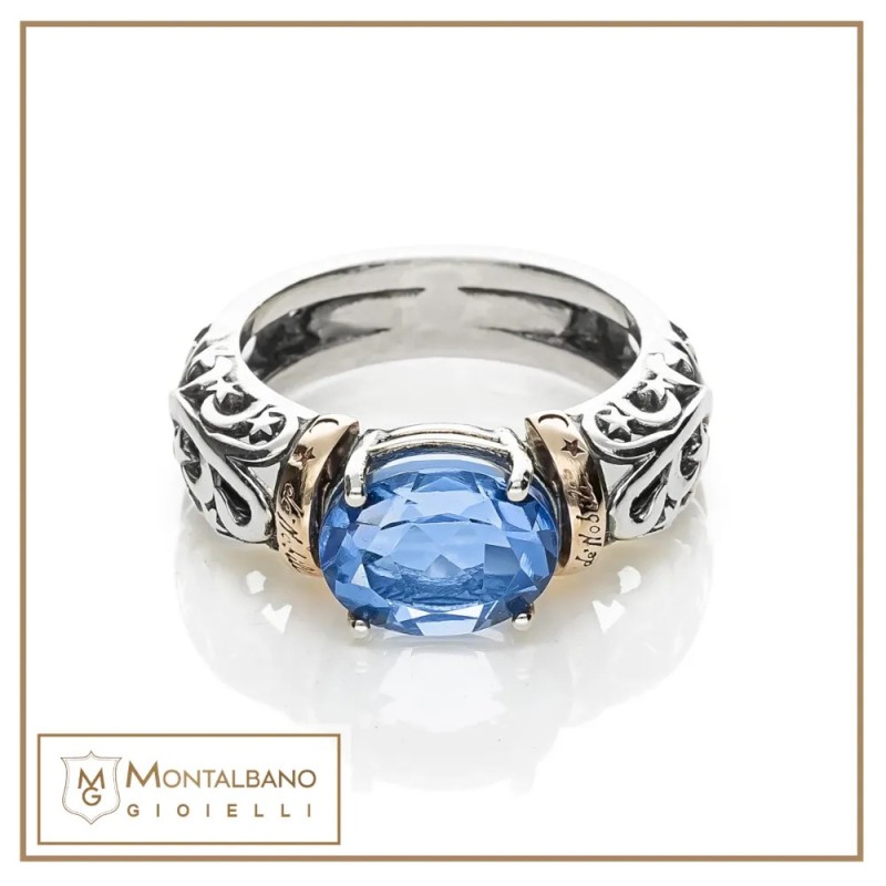 Anello Polvere di Stelle cerchietto pietra ovale
